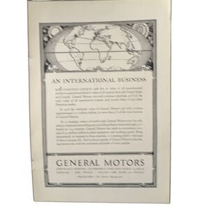 Vintage 1927 General Motors An International Business Ad Advertisement